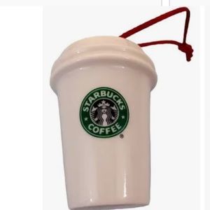 2004 Ceramic 2.5" Starbucks White Coffee Cup Christmas Holiday EUC